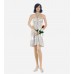 White Silver Silk Metallic Halter Dress