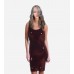 Wine Sequin Cowl Back Dress